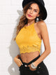 Scallop Laser Cut Suede Halter Top