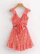 Ditsy Floral Ruffle Trim Knot Back Romper