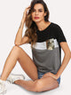 Cut and Sew Sequin Pocket Tee