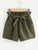 Self Tie Waist Frill Trim Shorts