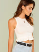 Ruffle Hem Ribbed Crop Tank Top