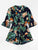 Fluted Sleeve Floral Print Surplice Romper With Belt