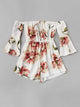 Floral Print Fluted Sleeve Romper
