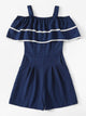 Contrast Trim Ruffle Romper