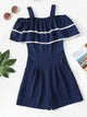Contrast Trim Ruffle Romper