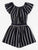 Striped Ruffle Hem Knot Romper