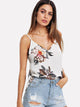 Double V Neckline Floral Cami Top