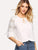 Tie Neck Guipure Lace Sleeve Top