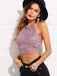 Scallop Laser Cut Suede Halter Top