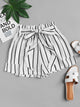 Striped Tie Front Paperbag Shorts