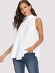 Neon Orange Tie Back Mock-neck Asymmetrical Hem Blouse
