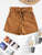 Button Front Belted Paperbag Shorts