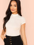 Mock Neck Rib Knit Top