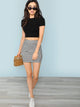 Elastic Waist Plaid Bodycon Skirt