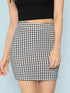 Elastic Waist Plaid Bodycon Skirt