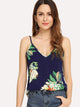 Double V Neckline Floral Cami Top
