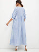 3D Applique Striped Smock Maxi Dress