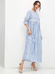3D Applique Striped Smock Maxi Dress