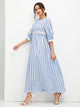 3D Applique Striped Smock Maxi Dress