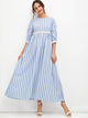 3D Applique Striped Smock Maxi Dress