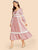 Guipure Lace Trim Lace-Up Striped Smock Dress