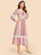 Guipure Lace Trim Lace-Up Striped Smock Dress