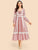 Guipure Lace Trim Lace-Up Striped Smock Dress