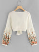 Floral Print Knot Hem Blouse