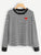 Heart Embroidery Striped Tee