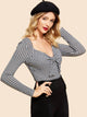 Knot Front Gingham Print Tee