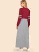 Varsity Striped Cut & Sew Maxi Dress