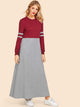 Varsity Striped Cut & Sew Maxi Dress