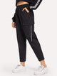 Pocket Decorated Letter Print Utility Pants