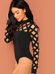 Mock Neck Geo Cut Out Bodysuit
