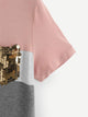 Cut and Sew Sequin Pocket Tee