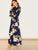 Frill Neck Floral Maxi Dress