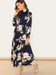 Frill Neck Floral Maxi Dress