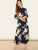 Frill Neck Floral Maxi Dress