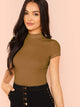 Mock Neck Rib Knit Top