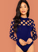 Mock Neck Geo Cut Out Bodysuit