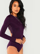 Lace Contrast Backless Skinny Bodysuit