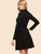 70s Rolled Neck O-ring Belted Rib-knit Dress