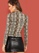 Mock Neck Snakeskin Fitted T-shirt