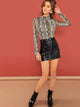 Mock Neck Snakeskin Fitted T-shirt