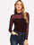 Mock Neck Mesh Yoke Fitted Bodysuit