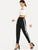 Contrast Trim Split Hem Pants