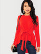 Self Belted Asymmetrical Hem Top