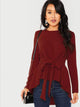 Self Belted Asymmetrical Hem Top