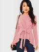 Self Belted Asymmetrical Hem Top