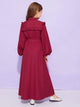 Girls Frill Trim Appliques Belted Maxi Dress